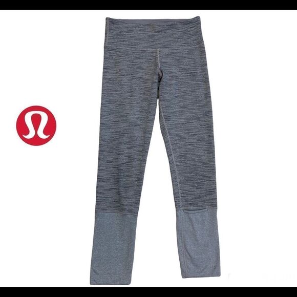 Lululemon heathered gray special edition Wunder under Long cuff leggings size 4 - Picture 4 of 13